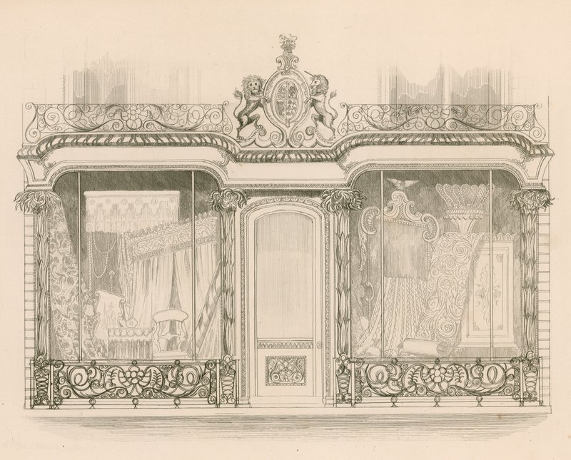 Devanture de magasin pour Messieurs Saunders et Woodley, tapissiers, Regent Street, Londres - Nathaniel Whittock