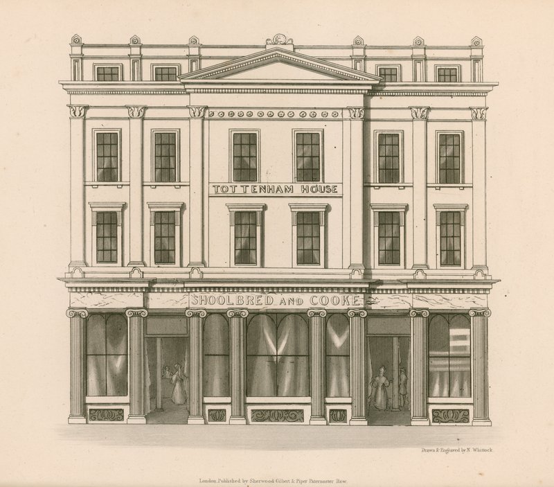Devanture de magasin de Shoolbred et Cooke, drapiers, Tottenham Court Road, Londres - Nathaniel Whittock