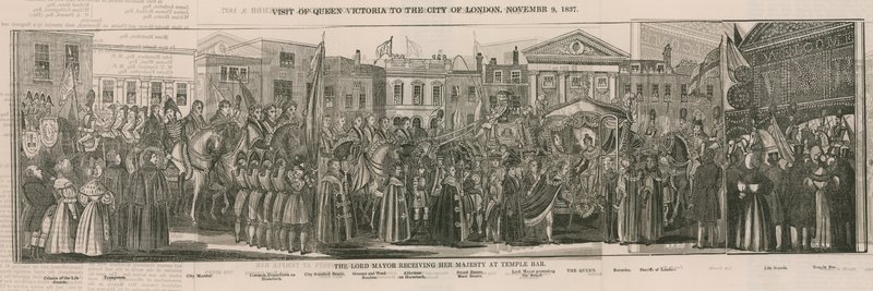 Le Lord Maire recevant Sa Majesté à Temple Bar - Nathaniel Whittock