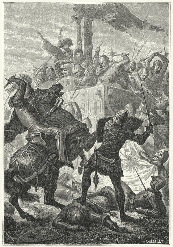 La lutte pour le carroccio des Lombards à la bataille de Cortenouva - Niccolo Sanesi