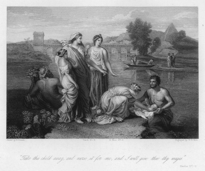 La découverte de Moïse, Exode II, 9 (gravure) - Nicolas (after) Poussin