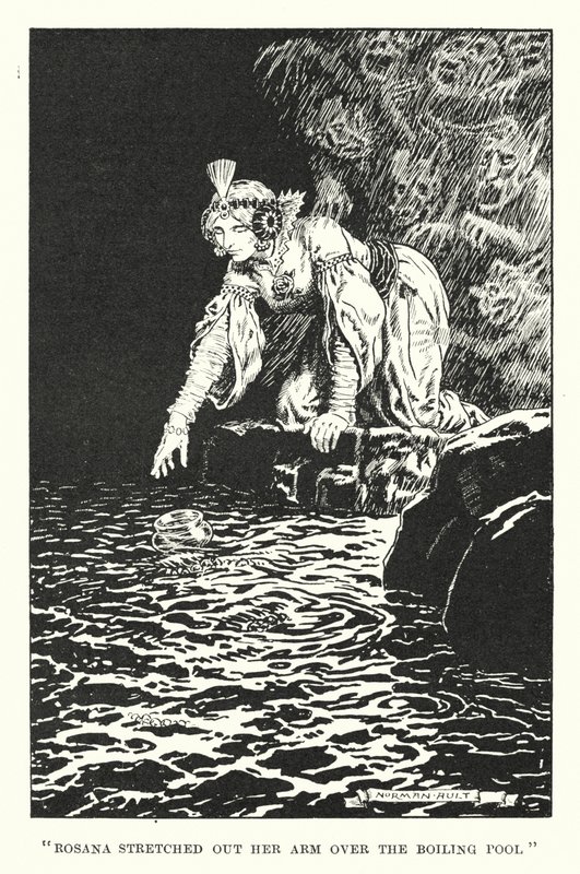 "Rosana étend son bras au-dessus de la piscine en ébullition" (litho) - Norman Ault