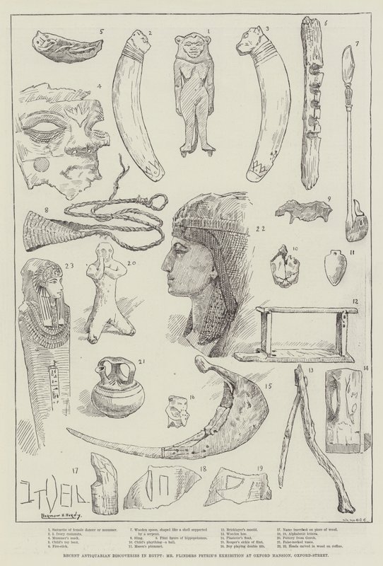 Récentes découvertes antiquaires en Égypte, exposition de M. Flinders Petrie à Oxford Mansion, Oxford-Street - Norman Hardy