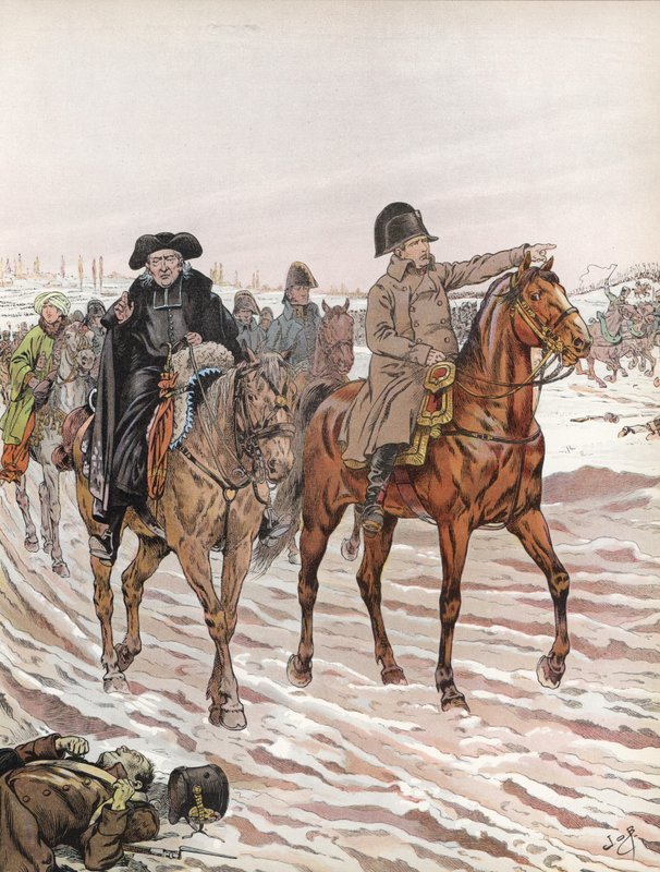 Napoléon, chevauchant aux côtés de l