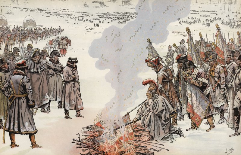 Campagne de Russie de Napoléon, brûlant les étendards, 23 novembre 1812 - Onfray de Breville Job