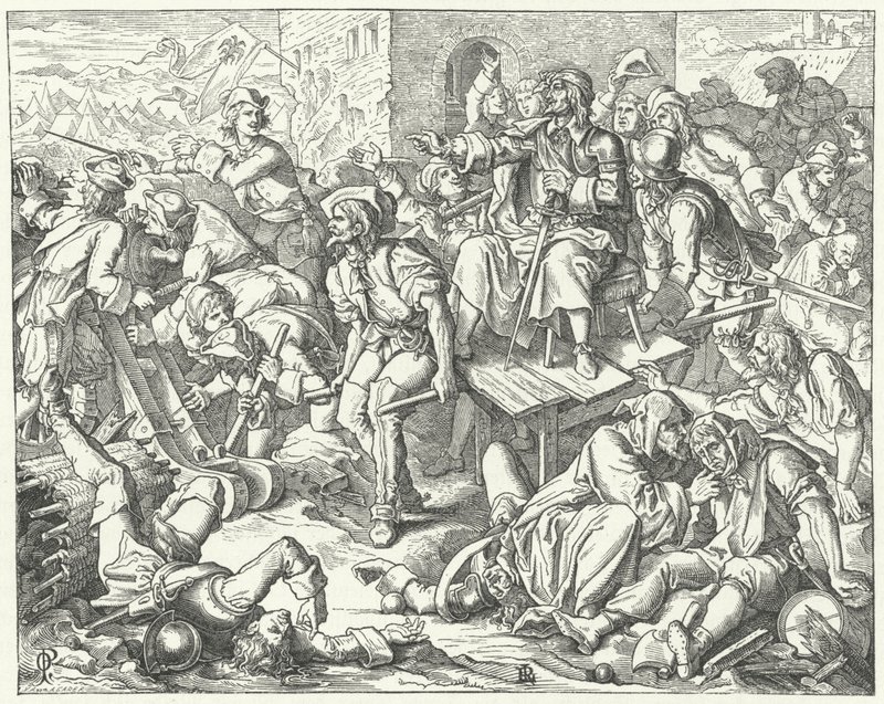 Le comte blessé Ernst Rüdiger von Starhemberg parmi les défenseurs de Vienne, 1683 - Oskar Pletsch