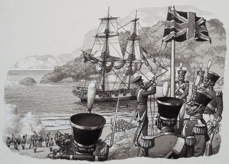 Arrivée en Australie occidentale le 21 janvier 1827 (gouache sur papier) - Pat (1907 95) Nicolle
