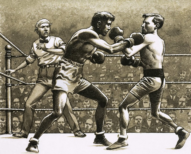 Jimmy Wilde boxe Pancho Villa à New York - Pat (1907-95) Nicolle