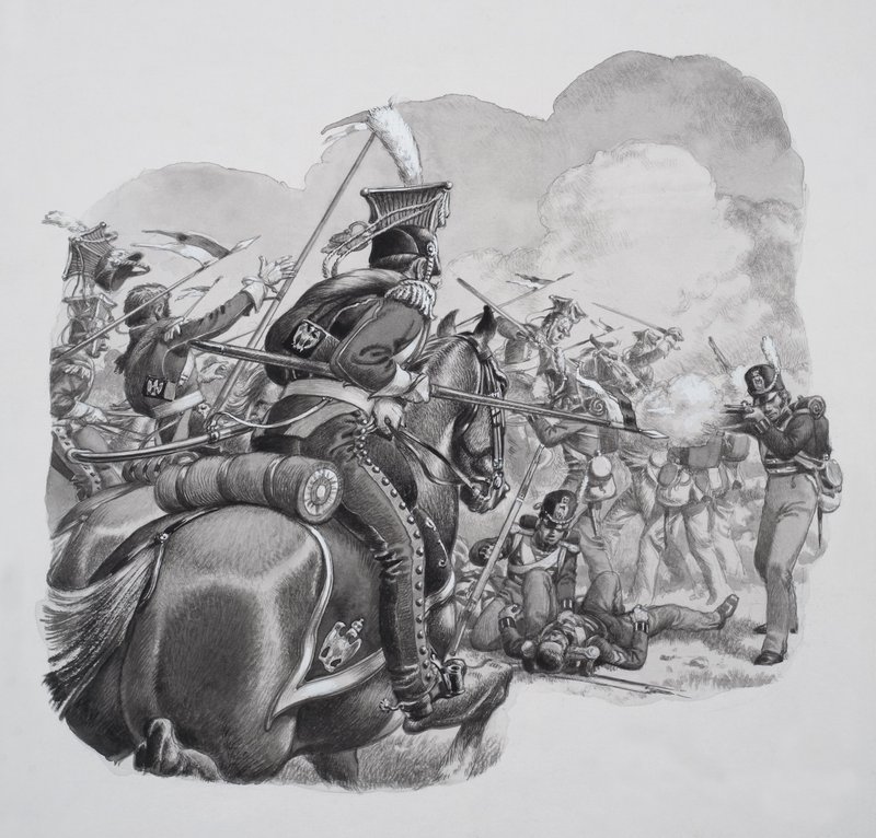 Cavalerie légère (gouache sur papier) - Pat (1907-95) Nicolle