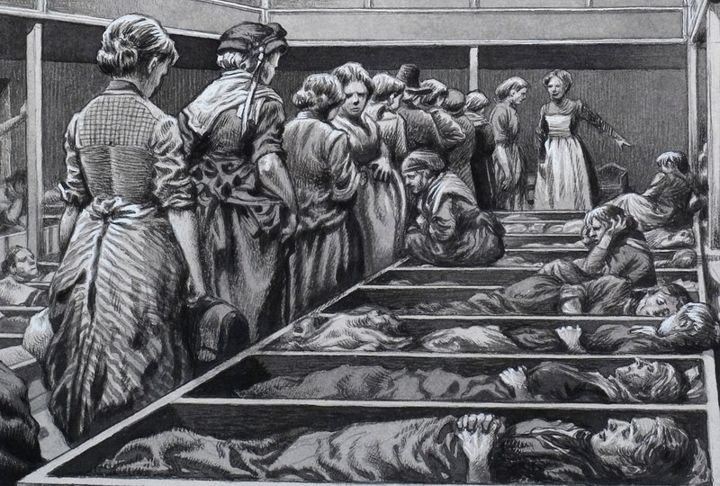 Mission londonienne pour les femmes sans-abri (gouache sur papier) - Pat (1907 95) Nicolle