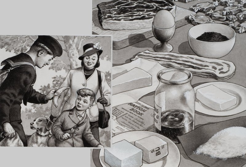Rations de guerre (gouache sur papier) - Pat (1907 95) Nicolle