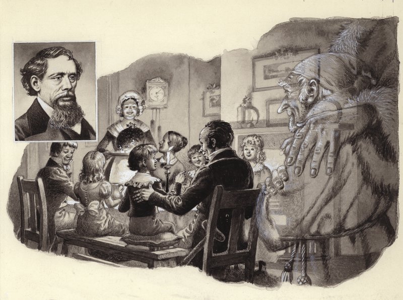 Un chant de Noël de Charles Dickens (gouache sur papier) - Pat (1907 95) Nicolle