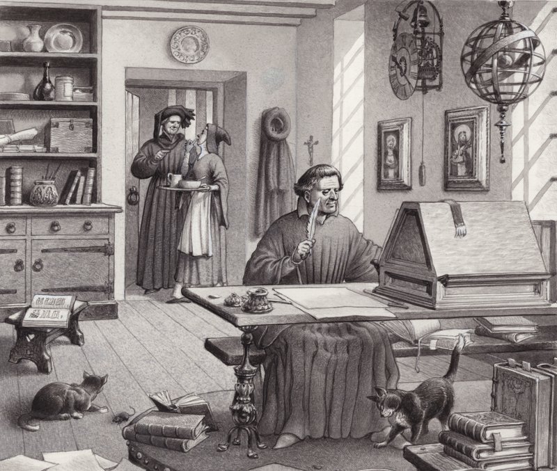 Cosimo Medici assis dans sa maison de Florence (gouache sur papier) - Pat (1907 95) Nicolle