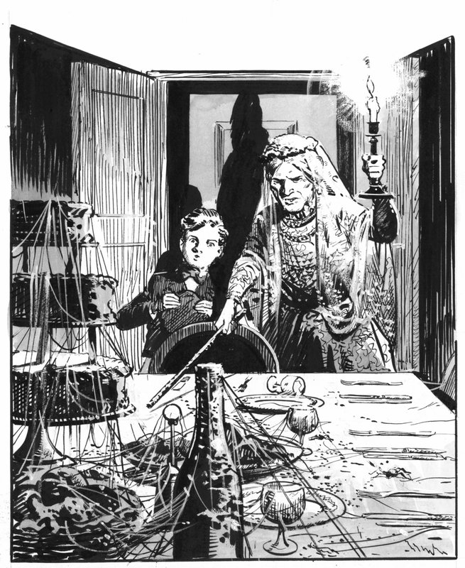 Illustration pour Les grandes espérances de Charles Dickens (plume et encre) - Pat (1907 95) Nicolle