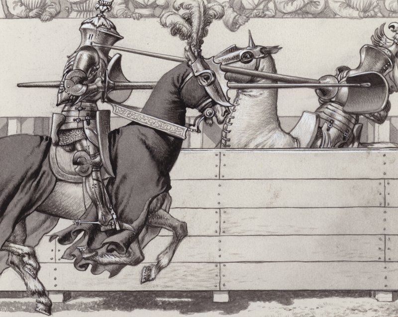 Chevaliers de joute (gouache sur papier) - Pat (1907 95) Nicolle