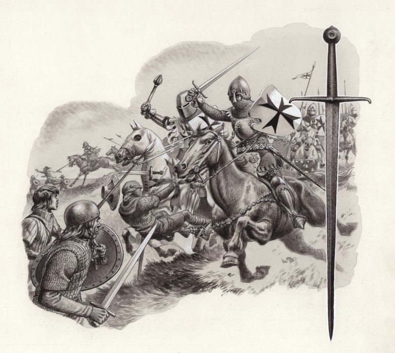 Les chevaliers teutoniques (gouache sur papier) - Pat (1907 95) Nicolle