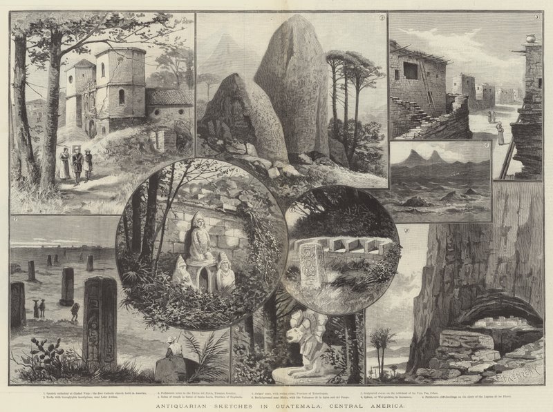 Croquis antiquaires au Guatemala, Amérique centrale - Paul Frenzeny