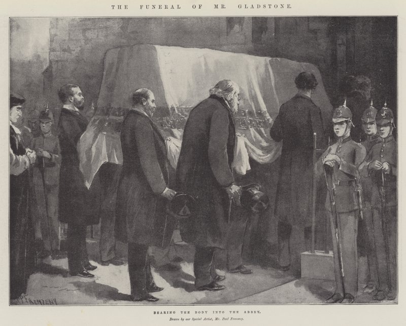 Les funérailles de M. Gladstone, portant le corps dans l