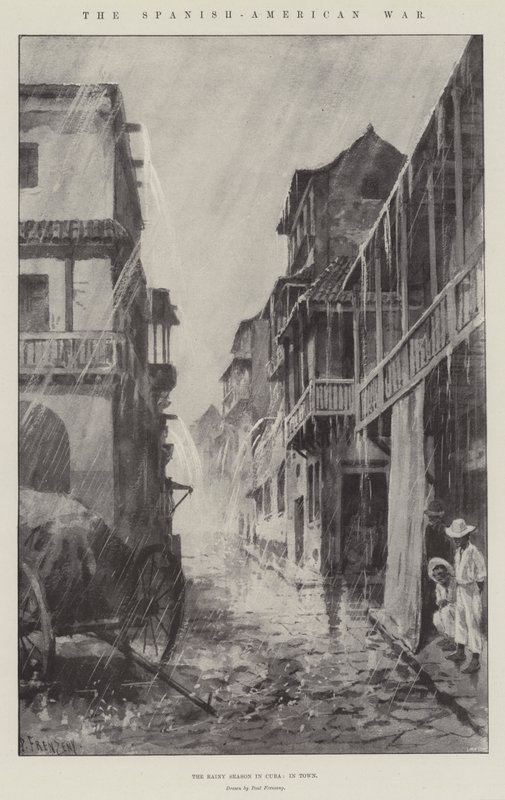 La guerre hispano-américaine, la saison des pluies à Cuba, en ville - Paul Frenzeny
