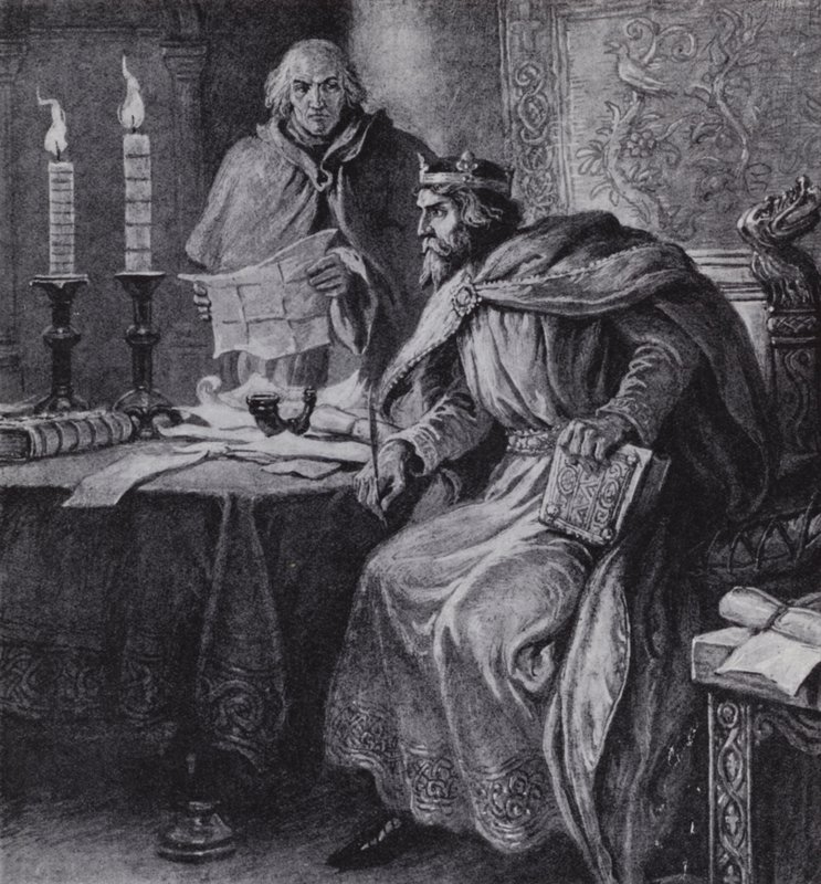 Alfred le Grand, roi de Wessex, et ses horloges à bougie - Paul (after) Hardy