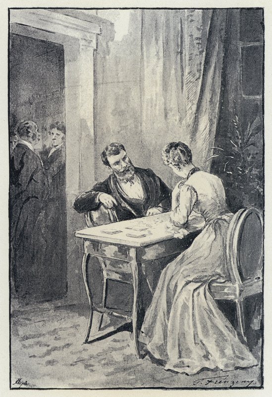 Illustration pour Anna Karénine : Levin propose à Kitty (lithographie) - Paul Frenzeny