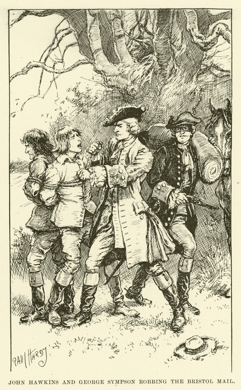 John Hawkins et George Sympson Volant le Courrier de Bristol (gravure) - Paul Hardy