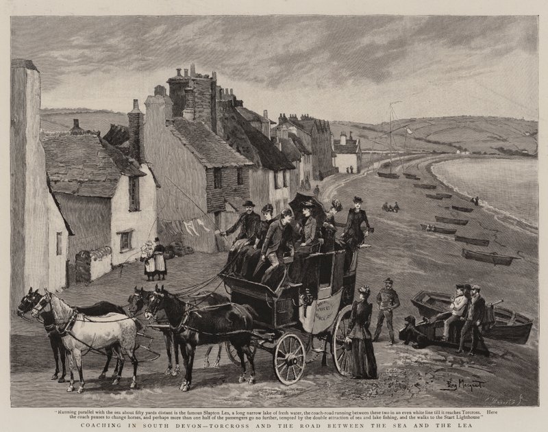 Coaching dans le sud du Devon, Torcross et la route entre la mer et la Lea - Percy Macquoid