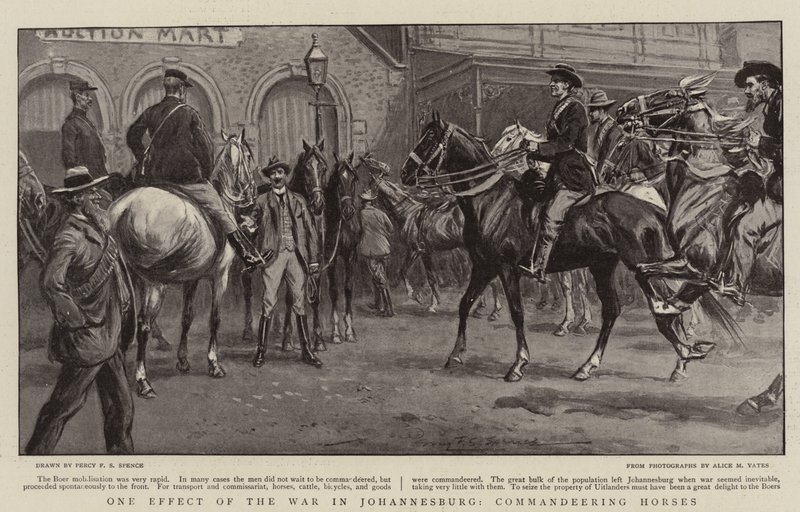 Un effet de la guerre à Johannesburg, réquisition de chevaux - Percy F.S. Spence
