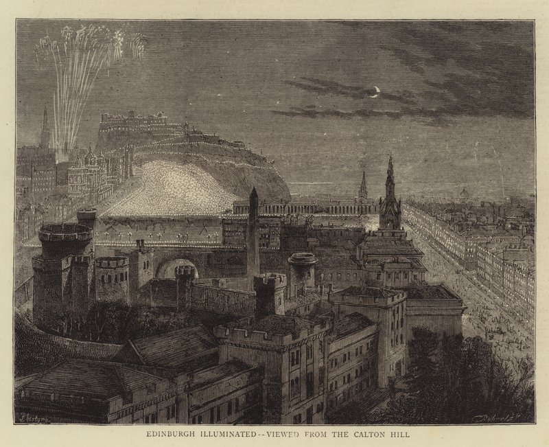 Édimbourg illuminée, vue depuis Calton Hill - Percy William Justyne