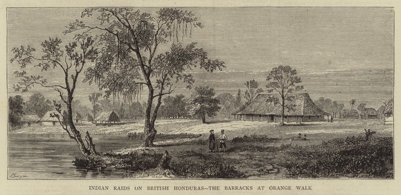 Raids indiens sur le Honduras britannique, les casernes à Orange Walk - Percy William Justyne