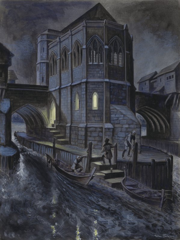 Reconstruction imaginaire de la première chapelle sur le vieux pont de Londres - Peter Jackson