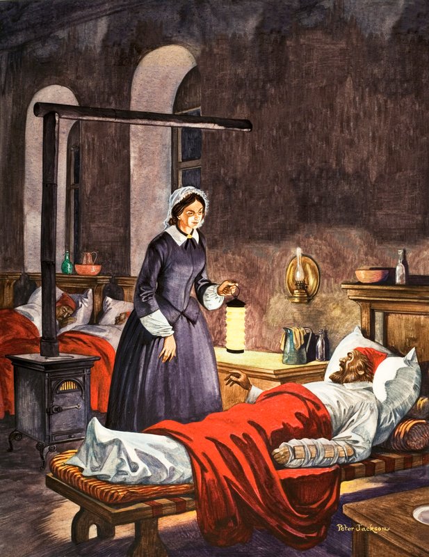 Florence Nightingale. La Dame à la Lampe, visitant les soldats malades à l