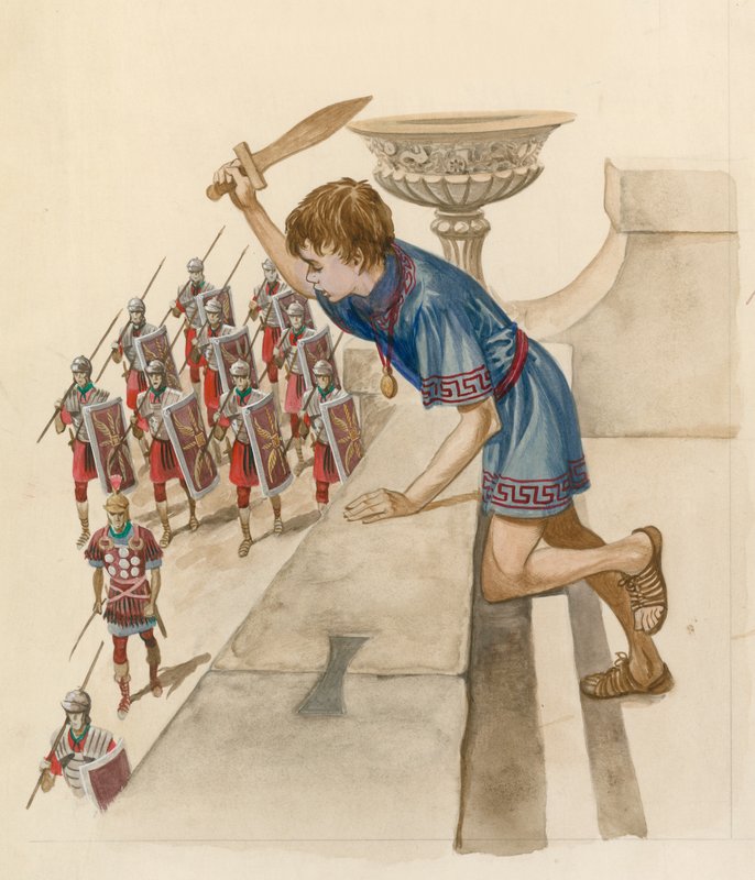 Jules César enfant, regardant les soldats romains revenir de la bataille - Peter Jackson