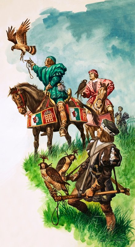 Le roi Henri VII lâchant son faucon en chassant - Peter Jackson