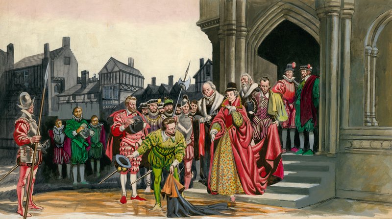 Sir Walter Raleigh pose son manteau pour la reine Élisabeth I - Peter Jackson