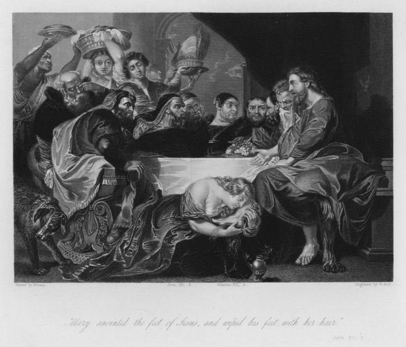 Marie-Madeleine oint les pieds de notre Sauveur, Jean XII, 3 - Peter Paul (after) Rubens