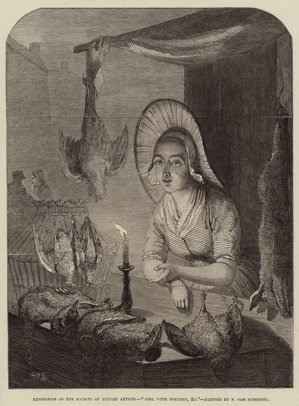 Fille avec de la volaille, etc. - Petrus van Schendel