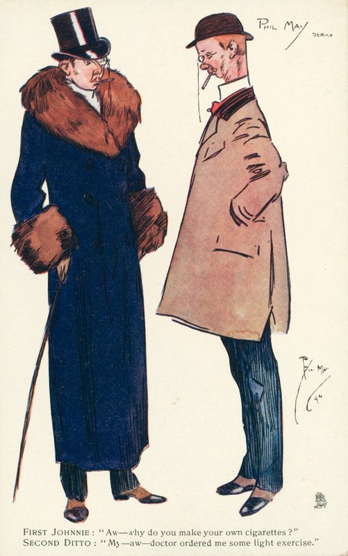 Deux messieurs discutant de cigarettes et d