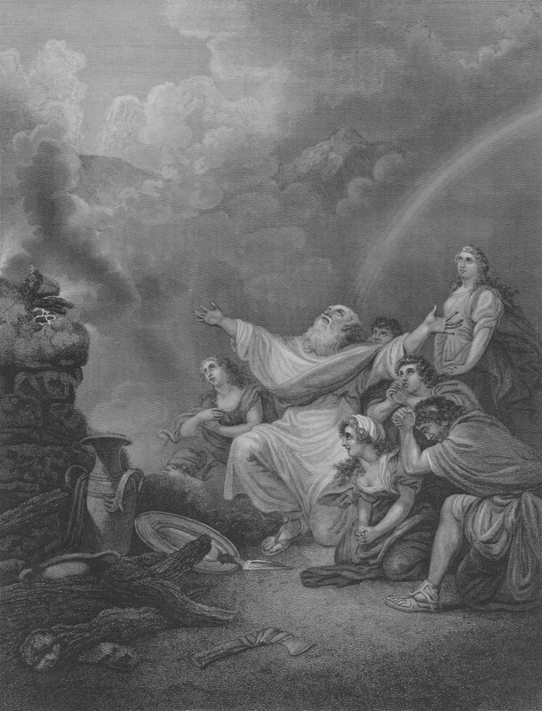 Le Sacrifice de Noé, Genèse 8, Versets 20-22 - Philippe de (after) Loutherbourg