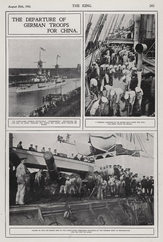 Départ des troupes allemandes pour la Chine pour réprimer la rébellion des Boxers, août 1900 - Photographer German