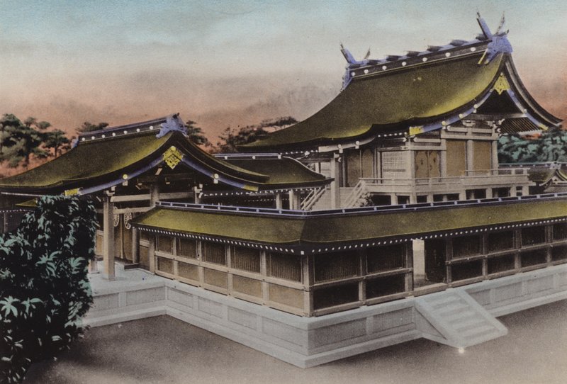 Japon, vers 1912 : Bâtiment principal du sanctuaire Meiji Jingu, Tokyo - Photographer Japanese