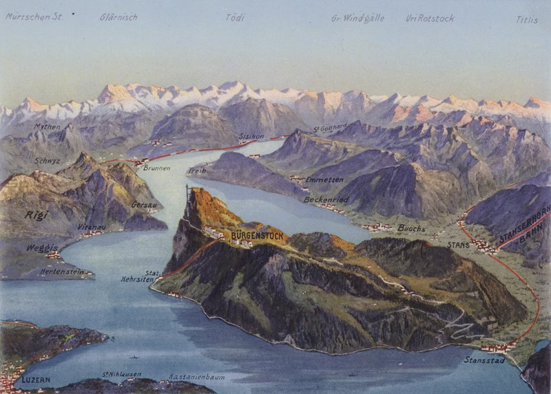 Burgenstock et lac de Vierwaldstattersee (photo couleur) - Photographer Swiss
