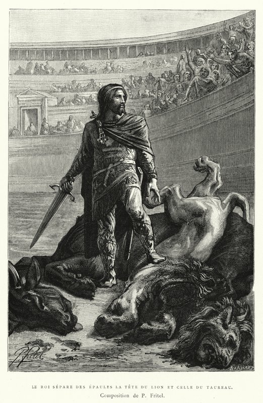 Le Roi sépare des épaules la tête du lion et celle du taureau - Pierre Fritel