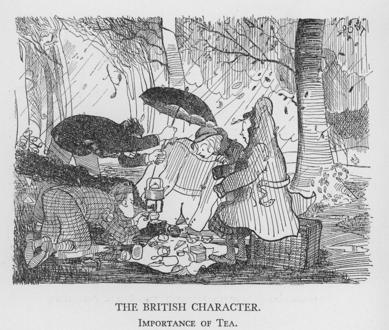 Le caractère britannique, importance du thé (lithographie) - Pont