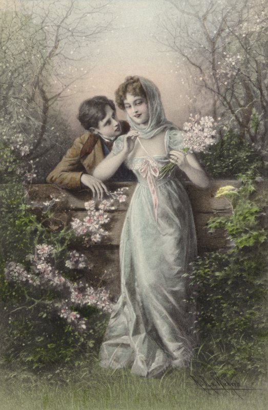 Couple appuyé sur une clôture - Raimund Ritter Von Brennerstein Wichera