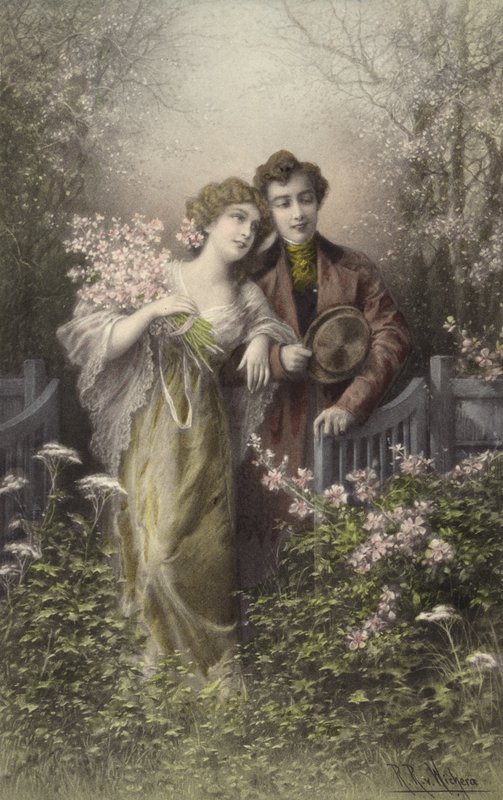 Couple avec des fleurs - Raimund Ritter Von Brennerstein Wichera