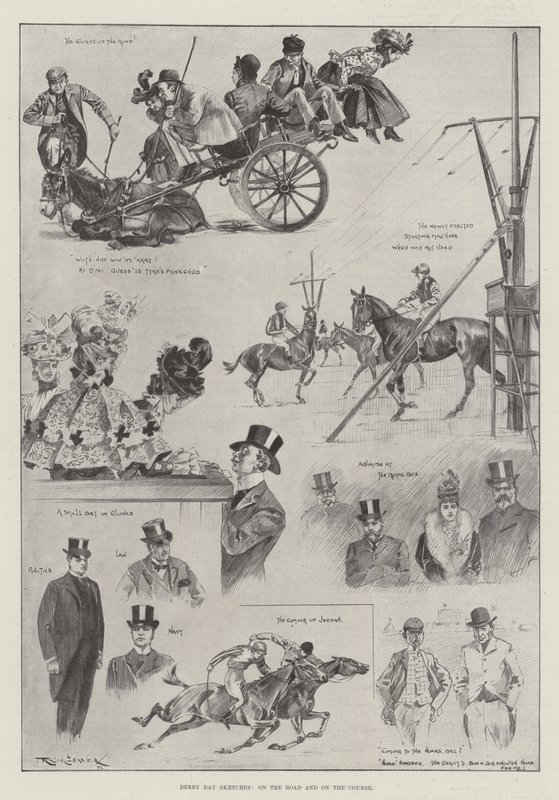 Croquis du jour du Derby, sur la route et sur le parcours - Ralph Cleaver