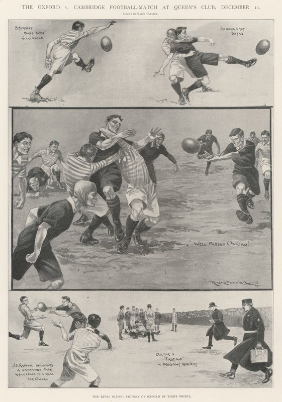 Le match de football Oxford contre Cambridge au Queen