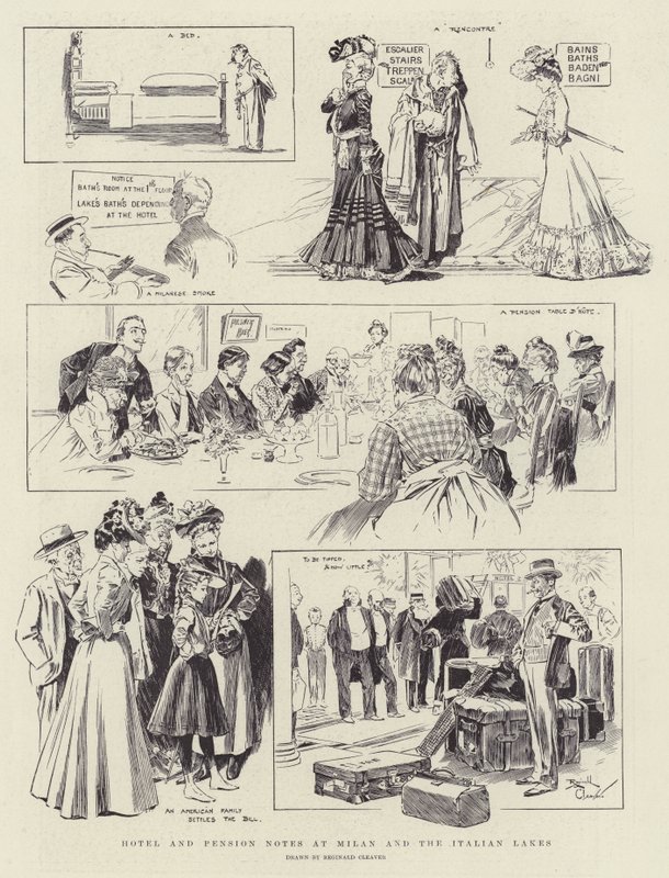Notes sur les hôtels et pensions à Milan et sur les lacs italiens (litho) - Reginald Thomas Cleaver