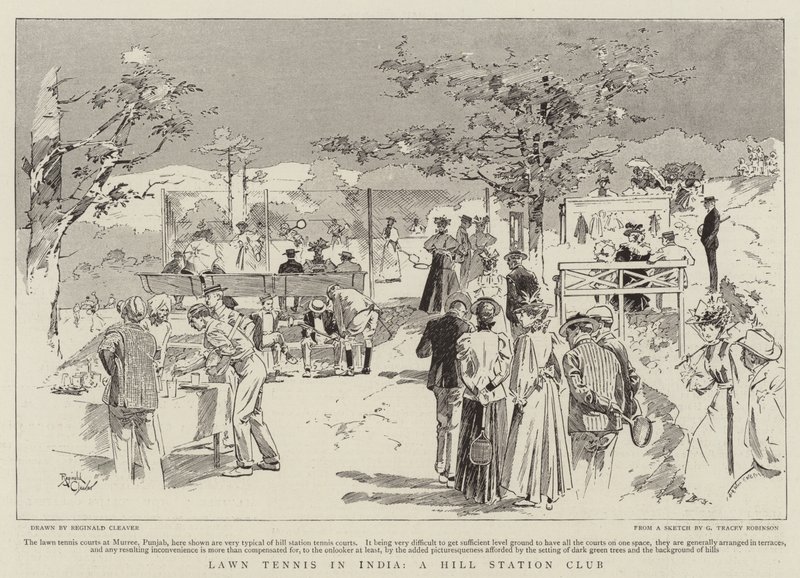 Lawn Tennis en Inde, un club de montagne (gravure) - Reginald Thomas Cleaver
